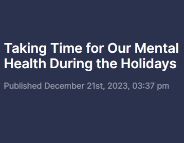Taking Time for Our Mental Health During the Holidays: INSIDE SOURCES KSL News Radio